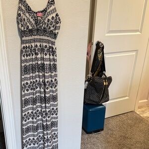 She's Cool Black and White Geometric Maxi Dress